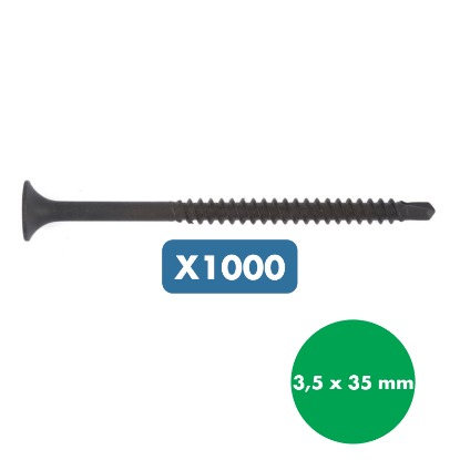 Slika 1000 x vijak za suho montažo, s samovrtalno konico, 3,5 x 35 mm