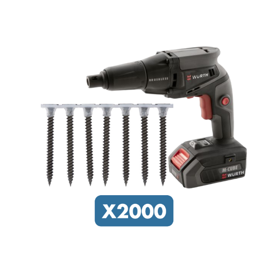 Slika Baterijski vijačnik za suho montažo,  GRATIS 2000 vijakov na traku (1000 x 3,9 x 25 in 1000 x 3,9 x 35)