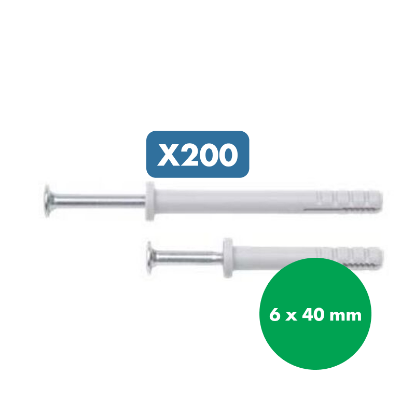 Slika 200 x univerzalni plastični udarni vložek, 6 x 40 mm