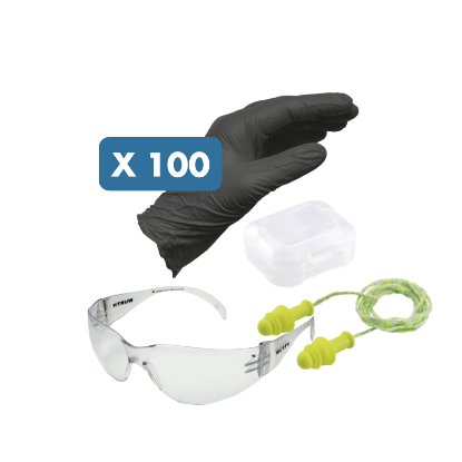 Slika 100 x nitril rokavice velikost M, očala Standard + čepki na vrvici