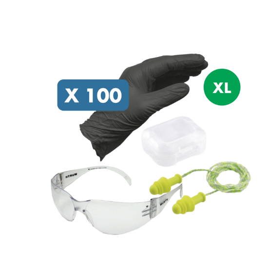 Slika 100 x nitril rokavice velikost XL, očala Standard + čepki na vrvici