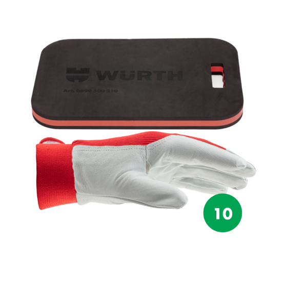 Slika Set keramičar s podlogo za kolena + 2 paroma usnjenih rokavic Protect, vel. 10