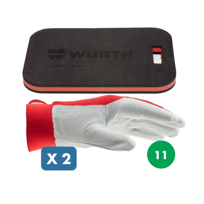 Slika Set keramičar s podlogo za kolena + 2 paroma usnjenih rokavic Protect, vel. 11