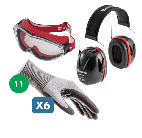 Slika Set zaščitnih očal Andromeda, glušnikov WNA 300 + 6 parov protiureznih rokavic, level C, velikost 11