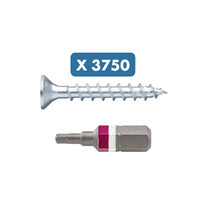 Slika 3250 kosov lesnih vijakov različnih dimezij in 1/4" nastavek za vijačenje RW20