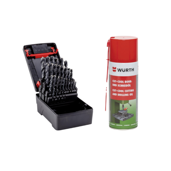 Slika 29-delni set svedrov od 1 do 13 mm na 0,5mm (+3,3; 4,2; 6,8; 10,2) in olje za lažje vrtanje