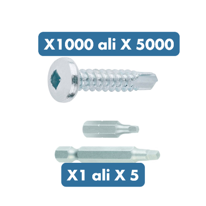 Slika 1000/5000 x samovrtalni vijak (4,2 x 16) za pločevino + 1/5 x 4 kotni nastavek