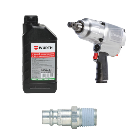 Slika Pnevmatski udarni vijačnik z nastavkom 3/4", spojka priključkom + olje za podmazovanje vijačnika ( 1 l)