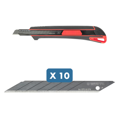 Slika Dvokomponentni nož z drsnikom (9 mm) + 10 rezil s 30° konico