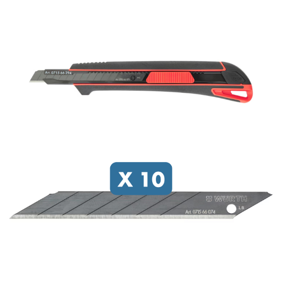 Slika Dvokomponentni nož z drsnikom (9 mm) + 10 rezil s 30° konico