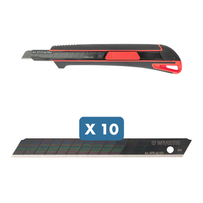 Slika Dvokomponentni nož z drsnikom (9 mm) + 10 rezil "Black"