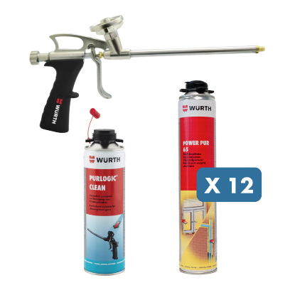 Slika 12 x montažna visoko volumenska PU Pena (800 ml), čistilo za peno in Alu Economy pištola za nanos pene