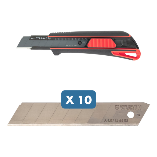 Slika Dvokomponentni nož z drsnikom (18 mm) + 10 rezil "Standard"