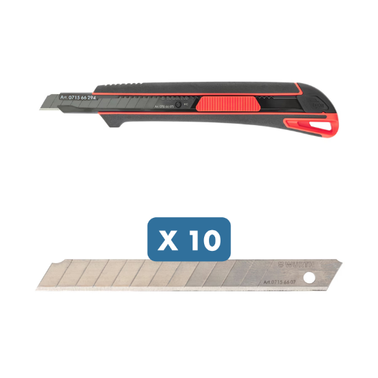 Slika Dvokomponentni nož z drsnikom (9 mm) + 10 rezil "Standard"