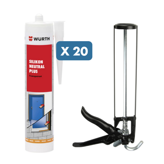 Slika 20 x silikon Neutral (siv) + ročna pištola za kartuše "Basic"