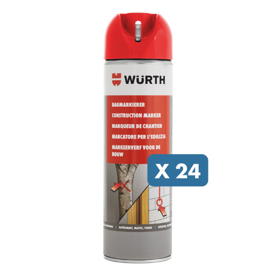 Slika 24 x rdeč markirni sprej za gradbišča (500 ml)
