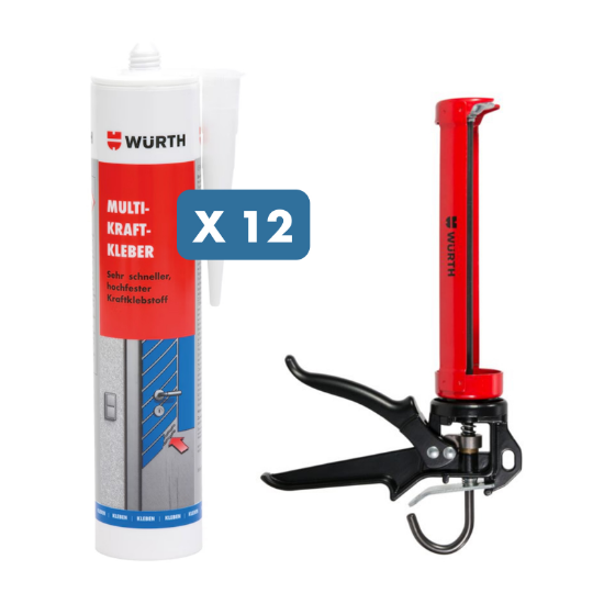 Slika 12 x močno večnamensko lepilo (310 ml) z ročno pištolo za kartuše