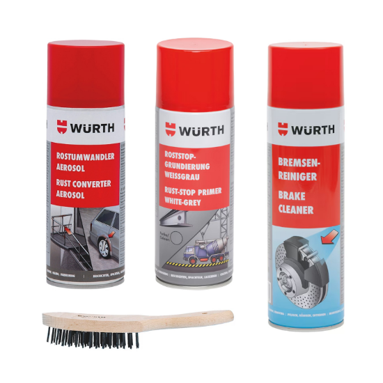 Slika Pretvornik rje v spreju (2 x 400 ml), ščetka, čistilo in temeljna barva