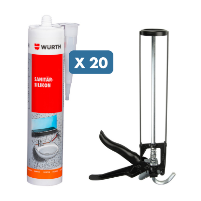 Slika 20 x silikon Acetat (transparent) + ročna pištola za kartuše "Basic"