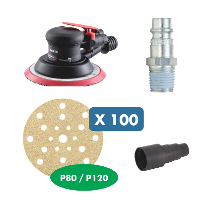 Slika Orbitalna pnevmatska brusilka 150/5 mm in 25 x brusni papir granulacije 80 + 120