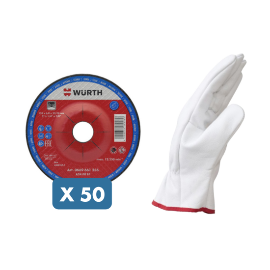 Slika 50 x Basic brusna plošča za železo 125 x 6 mm + zaščitne usnjene rokavice, vel. 10