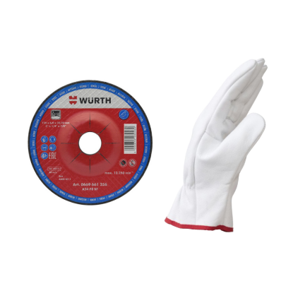 Slika 50 x Basic brusna plošča za železo 125/230 x 6mm + zaščitne usnjene rokavice, vel. 10