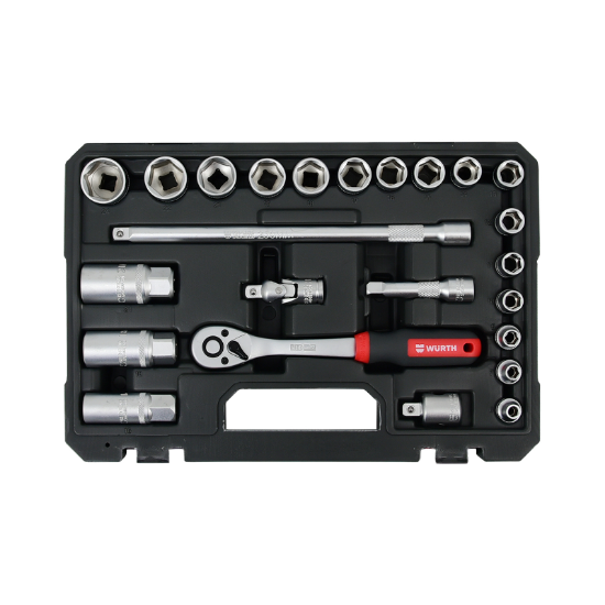 Slika SET NATIČNIH KLJUČEV 3/8", ŠESTROBI (HEX), 24 KOSOV RED STRIPE