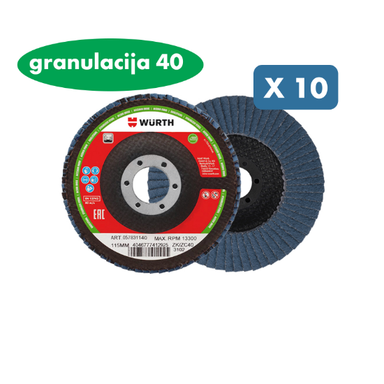 Slika 10 x lamelna plošča premera 115 mm in granulacije 40