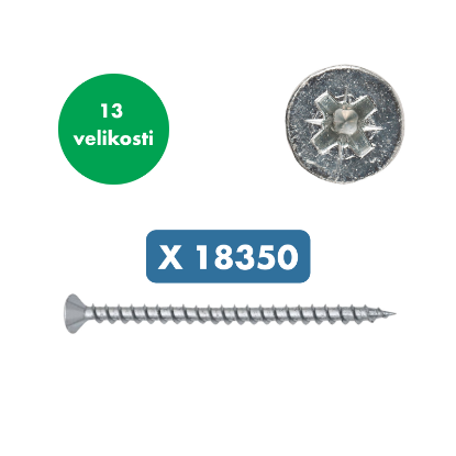 Slika Set za mizarje z 18350 x lesnimi vijaki z ugrezno glavo in PZ nastavkom "WUPOFAST"