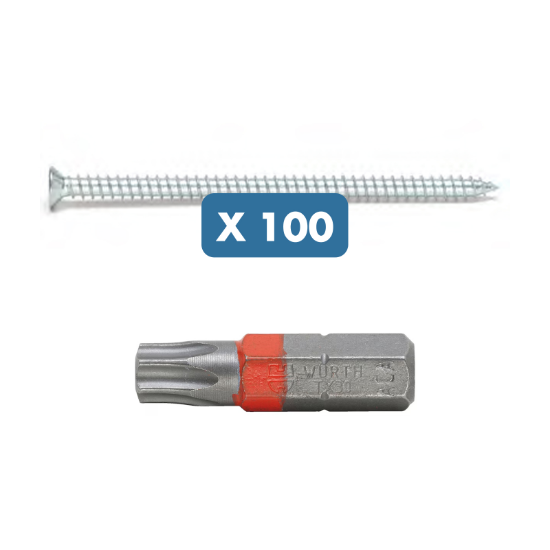 Slika 100 kosov "Turbo" vijakov 7,5 x 152 + GRATIS nastavek za vijačenje TX30