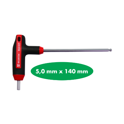 Slika T-ROČAJ IZVIJAČ, S2, IMBUS (HEX) S KROGLIČNO GLAVO, 5,0 MM X 140 MM
