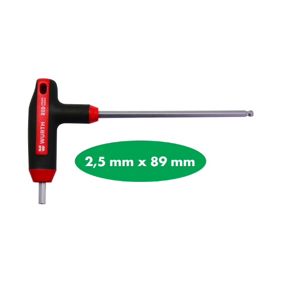 Slika T-ROČAJ IZVIJAČ, S2, IMBUS (HEX) S KROGLIČNO GLAVO, 2,5 MM X 89 MM