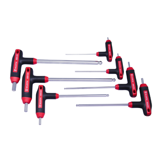Slika SET T-ROČAJ IZVIJAČEV, S2, IMBUS (HEX) S KROGLIČNO GLAVO, 7 KOSOV