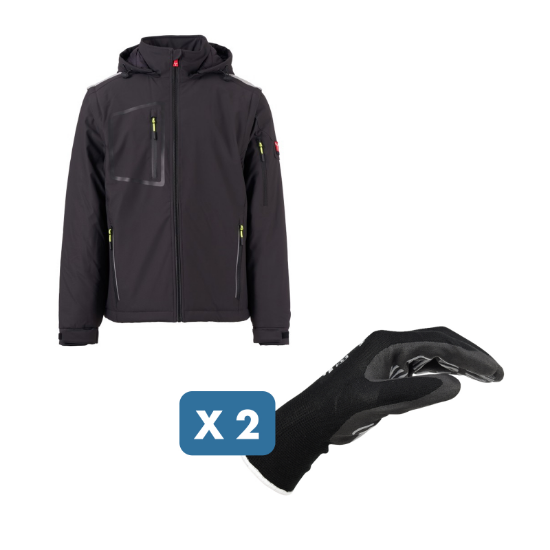 Slika Delovna jakna LITE PAD 2V1 antracitne barve + rokavice Tigerflex COOL