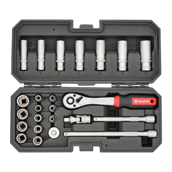 Slika SET NATIČNIH KLJUČEV 1/4", DVOJNI ŠESTROBI (BI-HEX), 24 KOSOV