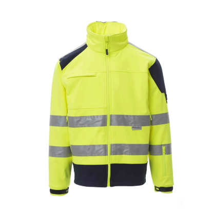 Slika DELOVNA JAKNA SOFTSHELL, NEON RUMENA/MODRA