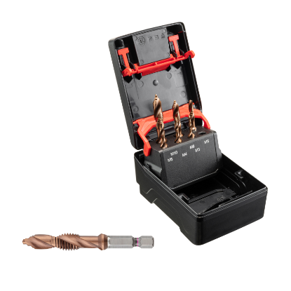 Slika 6-delni set kombiniranih navojnih svedrov (M3, M4, M5, M6, M8 in M10) s 6 kotnim vpetjem