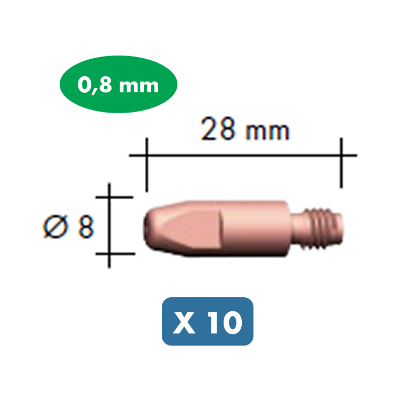 Slika 10 x kontaktna šoba za žico 0,8 mm za gorilnik MB24